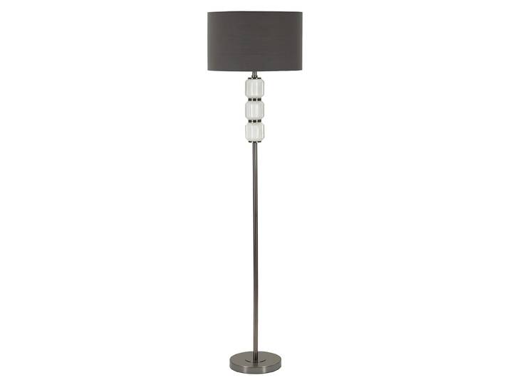 Lampadaire Moderne Bright One - Pied En Verre Blanc Et Abat-Jour En Velours Gris - 163 Cm\, Lampadaire Design Et Lumineux