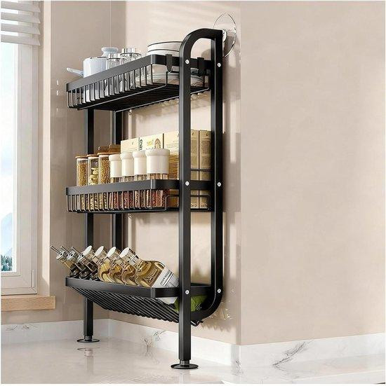 Zwart Metalen Staand Rek voor Keuken en Badkamer, Hoogte: 45 cm