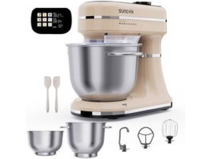 Robot Pâtissier SUNCOK Robot Culinaire Multifonction avec Bol Inoxydable White