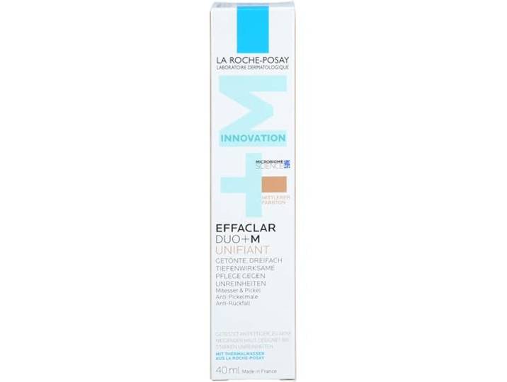 La Roche Posay Effaclar Duo+M Unifiant Medium, getinte gezichtsverzorging, drievoudig corrigerend, diep effectieve verzorging tegen onzuiverheden en puistjes, anti-terugval, voor acne neigende huid