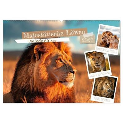 Majestätische Löwen - Die Seele Afrikas (Wandkalender 2027 DIN A2 quer), CALVENDO Monatskalender