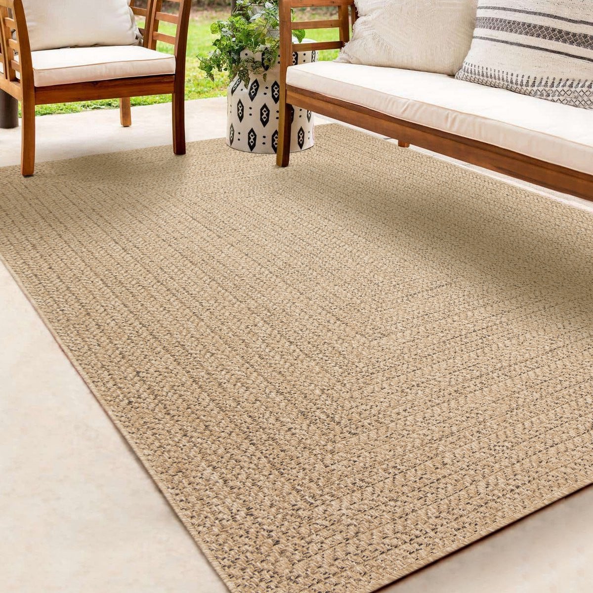 The Carpet Kansas buitenkleed in jute-look, modern en weerbestendig, naturel, 80 x 150 cm