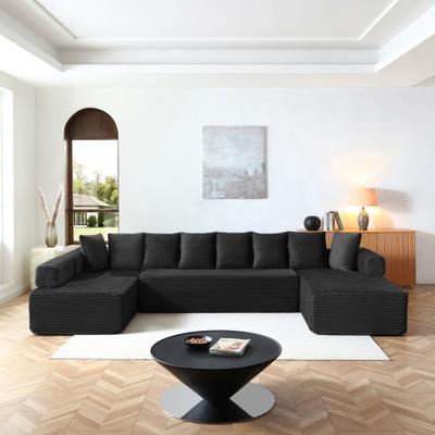 Loedds 109-inch 4-Seat Modular L-Shaped Modern Corduroy Sectional Sofa with Chaise and High-Density Foam for Living Room