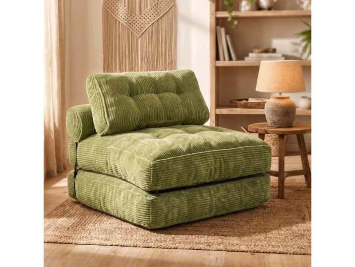 Fabulcozy 4-in-1 Schlafsofa 1-Sitzer, Klappbarer Sessel, Platzsparend und Kompakt Verpackt(Hellgrün)