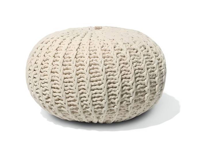 Pouf beige en coton tricoté - Beliani - CONRAD II - Contemporain - Design