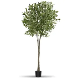 tectake® Künstlicher Olivenbaum, verschiedene Größen, mit viel Volumen, stabiler Kunststoff-Blumentopf