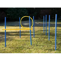 Lemodo Lemodo Hundetrainingsset, 12 Stk. Slalom-Stangen, Hürde und Jump-Ring