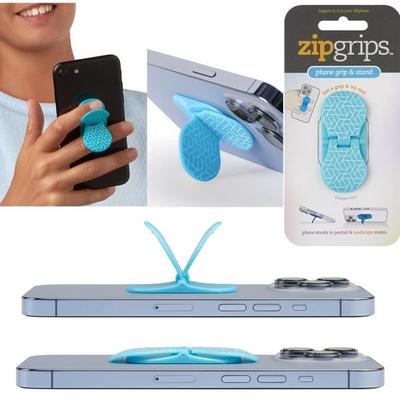 Zipgrips blau Geometrical – 2-in-1 Handygriff & Aufsteller