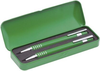 Set stylo et porte-mines personnalisé Sheridan aluminium vert