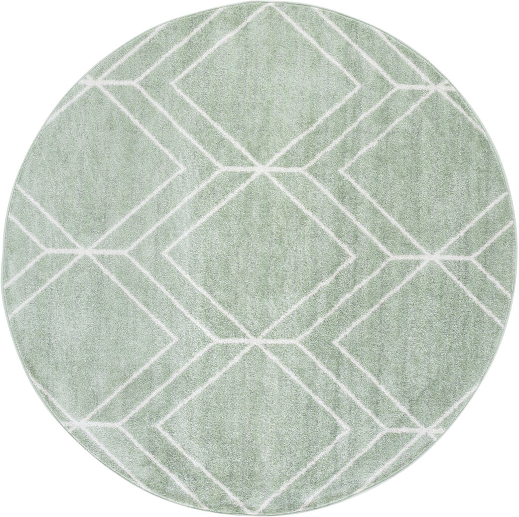 Corrigan Studio Geometric Area Rug Sage / Ivory Round 183 cm