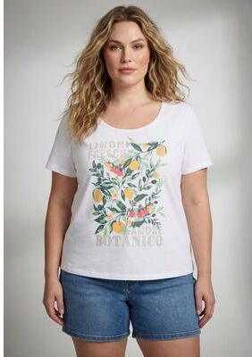 Plus Size Women's Scoop Neck Graphic Tee by Avenue in White Orchard Botanical (Size 26/28)