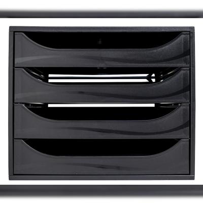 Exacompta 228014D ECOBOX Schubladenbox mit 4 Schubladen - Schwarz