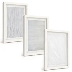 BILDER SET 3er Set - 20x30 cm Weißer Rahmen - Helle Sandmusterstrukturen