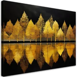 WANDBILD goldene bäume wald