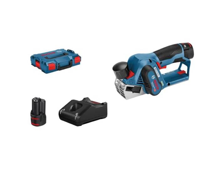 Bosch Professional 12V System accuschaafmachine GHO 12V-20 (schaafbreedte max: 56 mm, incl. 2x 3,0 Ah accu + oplader, 2x schaafmes, in L-BOXX 136)