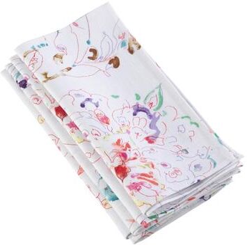 Saro Lifestyle Abstract Floral Dinner Napkins (Set of 4) - Modern Botanical Linen Blend Napkins for Everyday Dining, Farmhouse Table Setting