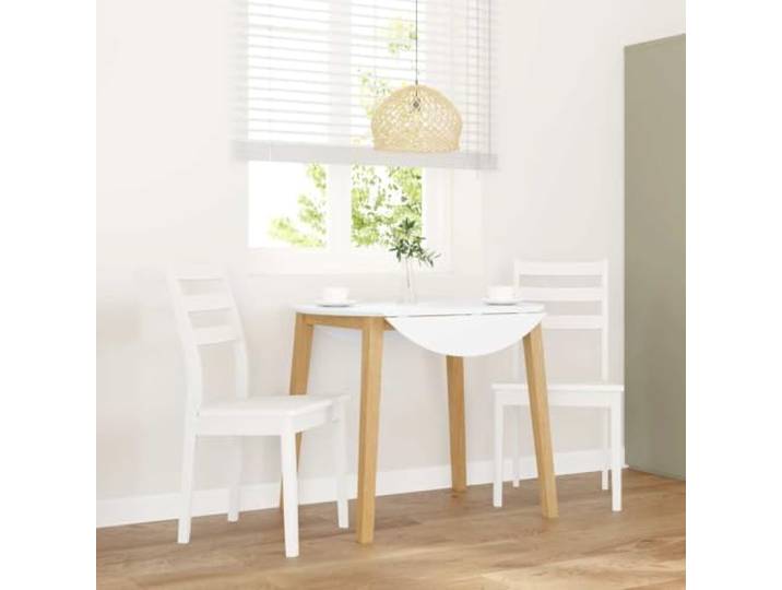 HMDNGOUT Esszimmerstühle 2 STK. Weiß Massivholz Gummibaum Ergonomische Rückenlehne, dichter Gummibaum, stoßfest, langlebig, Esszimmer, Wohnzimmer