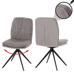 2er-Set Esszimmerstuhl MCW-M68, Küchenstuhl Lehnstuhl, drehbar Auto-Position, Metall Stoff/Textil ~ grau