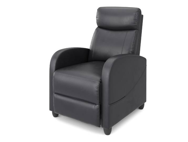 Sessel Leder LUCE mit Liegefunktion schwarz