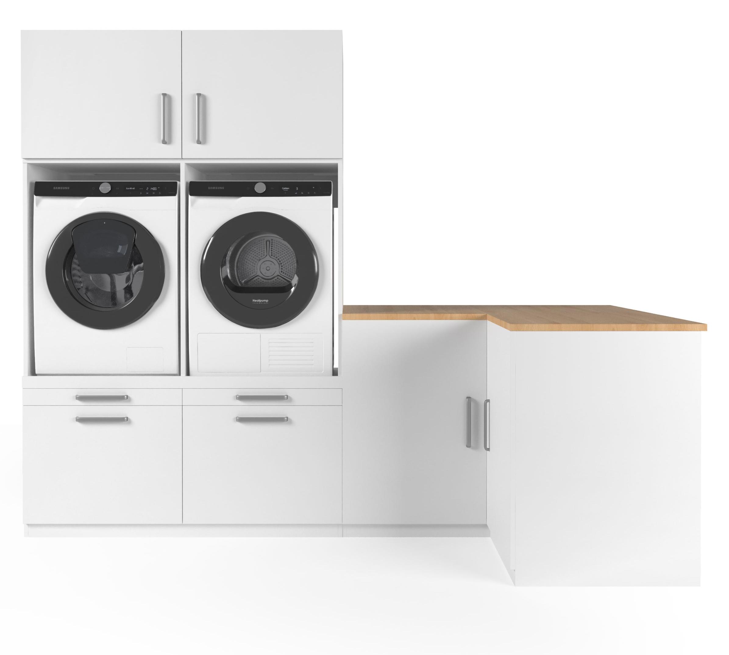 Wasophoogte Waschtischschrank Kairo - Unterbau für Waschmaschine - Waschmaschinenpodest - 700 (T) * 2630 (B) * 2110 (H) mm - Weiß