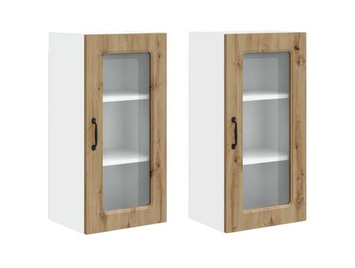 fsahslih 2er Set Küchen Hängeschrank Artisan Eiche 40x31x80cm Praktischer Oberschrank aus Holzwerkstoff schafft Ordnung in Küche und Essbereich ohne viel Platz einzunehmen.