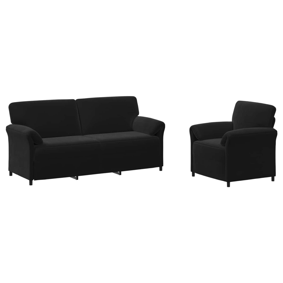 vidaXL Bankstel met sierkussens - Zwart - Fluweel - Modern
