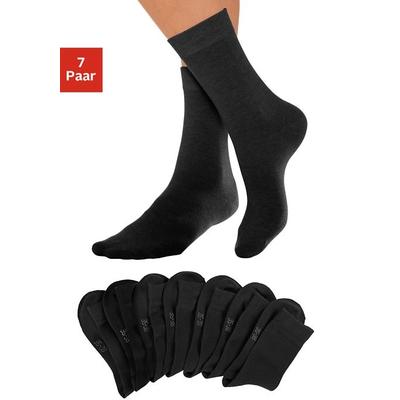 Basicsocken LAVANA "Damensocken meliert und uni", Damen, Gr. 35-38, schwarz, Baumwolle, Elasthan, Polyamid, melange, elastisch, Socken, mit druckfreiem Bündchen