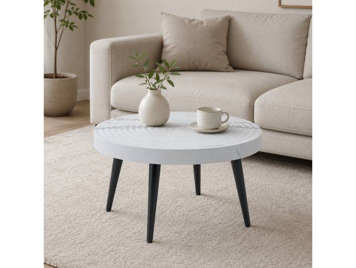 BBWL Couchtisch 60cm Beistelltisch mit Metallbeinen, Retro Design, Runder Couchtisch für kleine Wohnungen