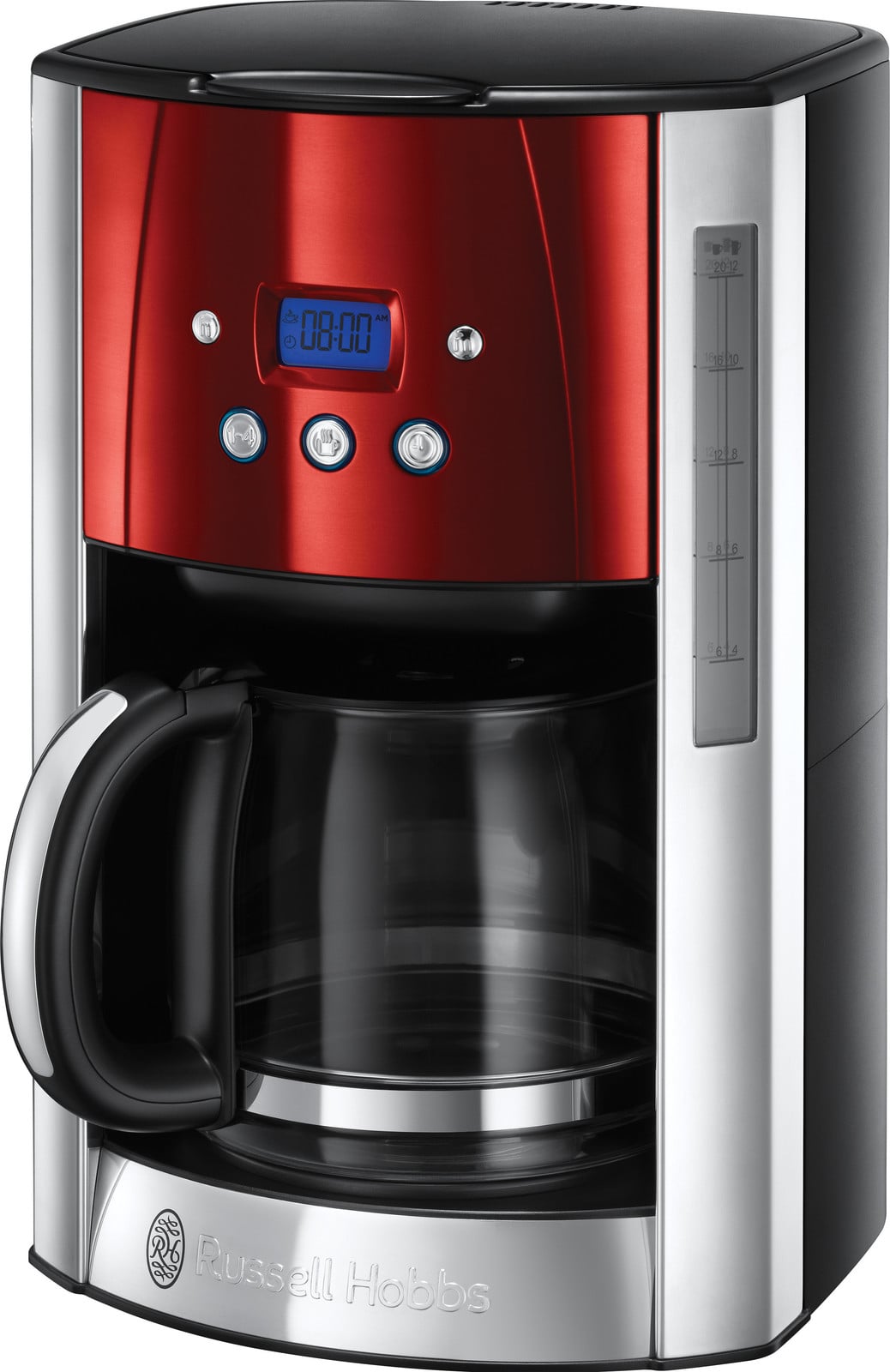 Russell Hobbs Luna Solar Red digitale glazen koffiemachine 23240-56