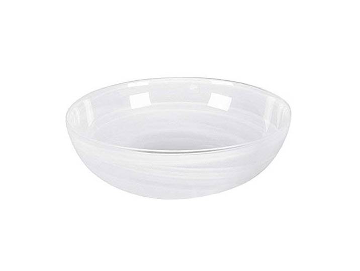 LEONARDO HOME Alabastro Glas-Schale, tiefer Design-Teller aus Glas, handgefertigte Deko-Schale in weiß, 9 x 28 x 28 cm (HxBxT), 031128