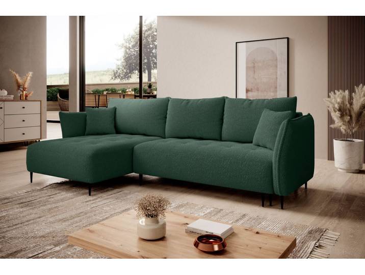 Ecksofa BARI mit Schlaffunktion und Bettkasten, Breite 276 cm , Catch me 21, Ottomane: links
