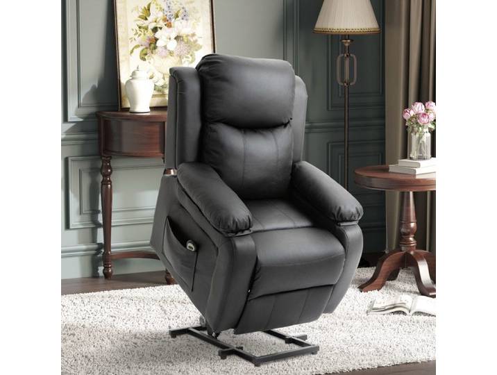 Fauteuil releveur électrique fauteuil relax électrique avec repose-pied télécommande et 2 pochettes 76x90x105cm noir