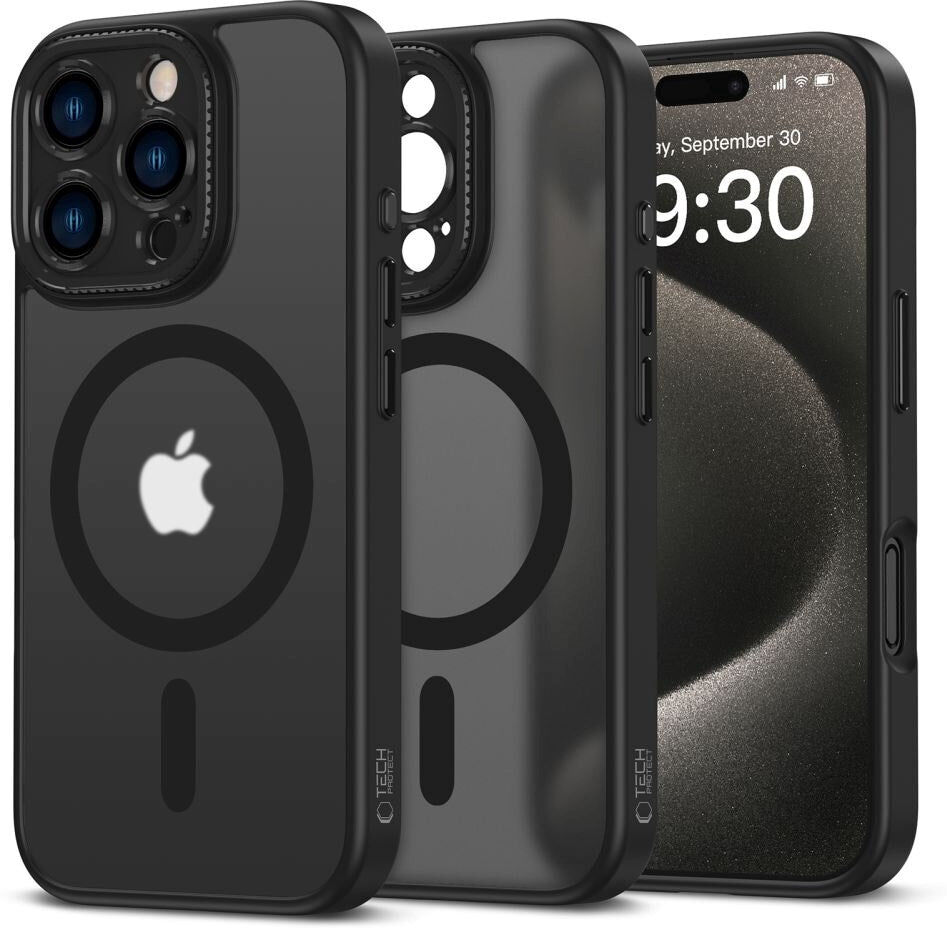iPhone 16 Pro Tech-Protect Magcam Bagside Cover - MagSafe Kompatibel - Mat Sort