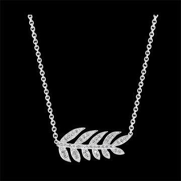 Edenly Halskette Schicksal - Ruhmeslorbeer - 9 Karat WeiÃŸgold und Diamanten