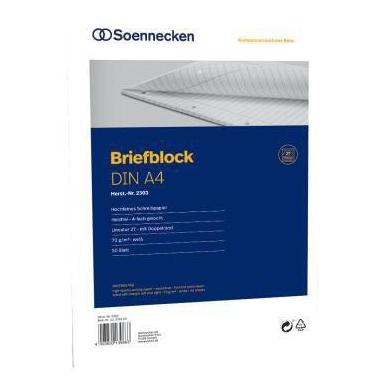 Soennecken Briefblock Papierformat: DIN A4 Ausführung der Lineatur: liniert mit Ran (A4) (2303)
