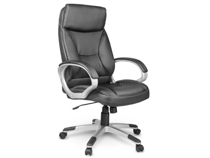 Fauteuil de bureau en cuir - JANSPORT - Pivotant - Noir - Ergonomique - Accoudoirs rembourrés - Mécanisme TILT