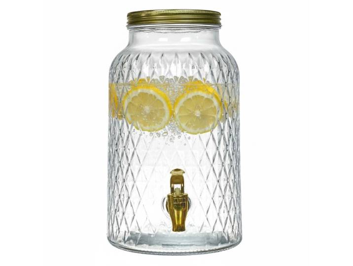 Home Deco Factory Drankdispenser met kraantje - 6 liter - glas - limonadetap - waterdispenser - 18 x 30 cm - Cocktail Lounge serie