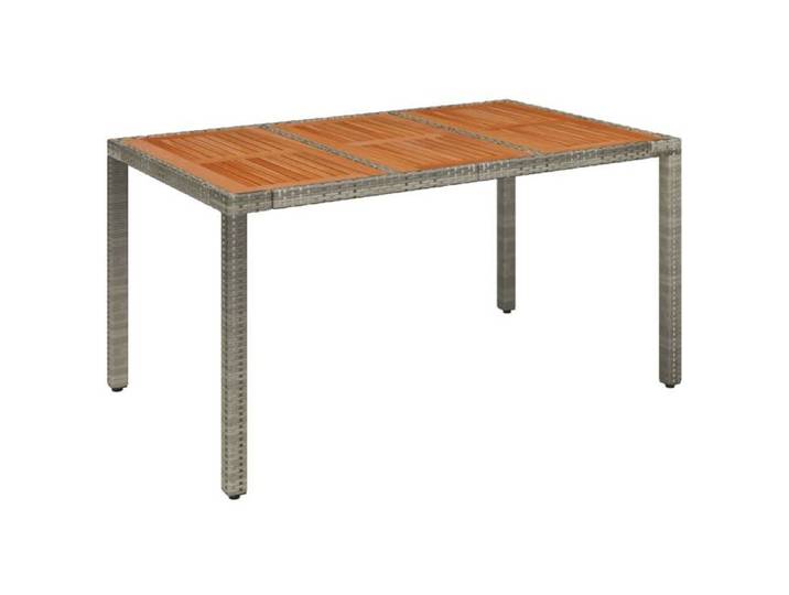 “Winter Sale TOP Table de jardin Gris - Table de jardin dessus en bois Gris 150x90x75cm Résine tressée PRO85297