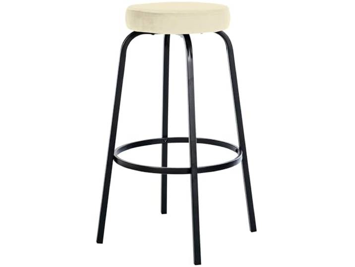 CLP Barhocker gepolstert ohne Lehne Kamari, Barstuhl mit Bezug aus Kunstleder oder Samt, Tresenhocker mit Metallgestell, Farbe: Creme, Material: Samt