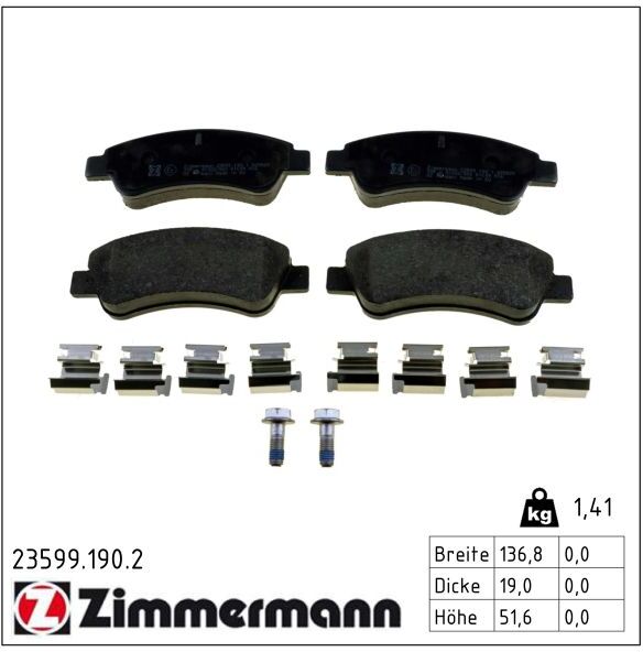 Zimmermann Bremsbelagsatz, Scheibenbremse 235991902 Vorderachse Für Citroën/peugeot Peugeot (Df-Psa) Citroën Opel
