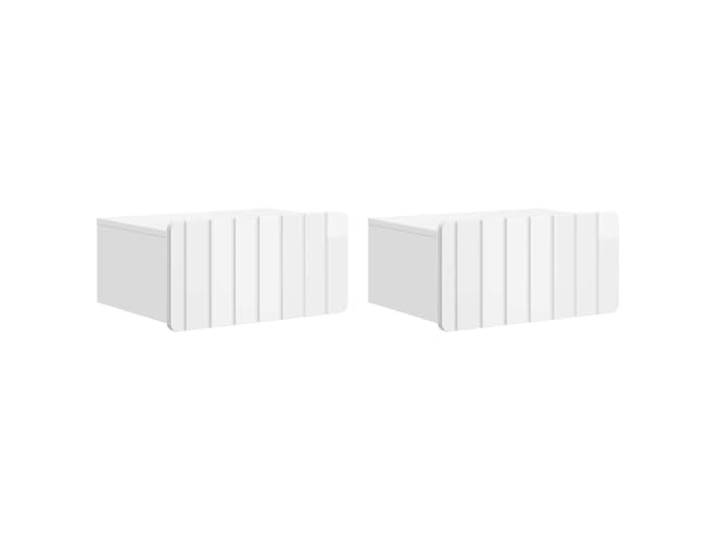 KUPTYERFG Wandnachttisch 2er Set Hochglanz Weiß 49x34,5x24 cm Platzsparende Hängekonsole für Schlafzimmer & Wohnzimmer: Pflegeleichter Schrank mit Schublade zur Wandmontage.