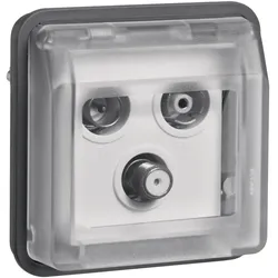 Hager WNA257 Antennen-Steckdosen-Einsatz 3Loch SAT-Einzeldose, W.1 IP55, grau