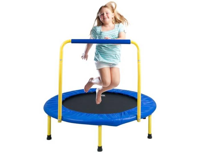 VEVOR Trampoline pour Enfants 92 cm Mini Trampoline Extérieur Intérieur Pliable pour Tout-Petits avec Poignée Mousse Trampoline Récréatif Exercices Cadeau d'anniversaire pour Enfants de 3 Ans et Plus