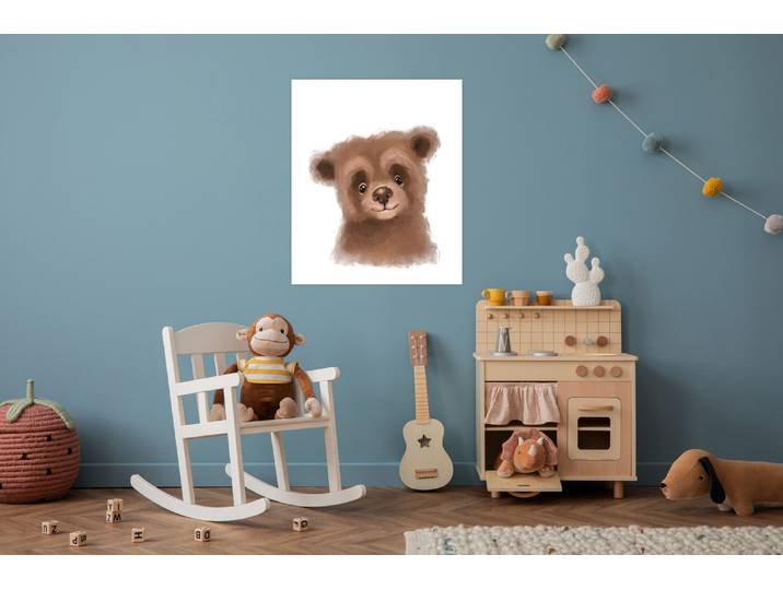 Bild mit Rahmen LÜTTENHÜTT oder Poster, Niedlicher Braunbär , bunt (farbe bild(er): bunt), B:50cm H:70cm T:0,2cm, Papier, Bilder, Bild mit Rahmen, HD Premium Druck