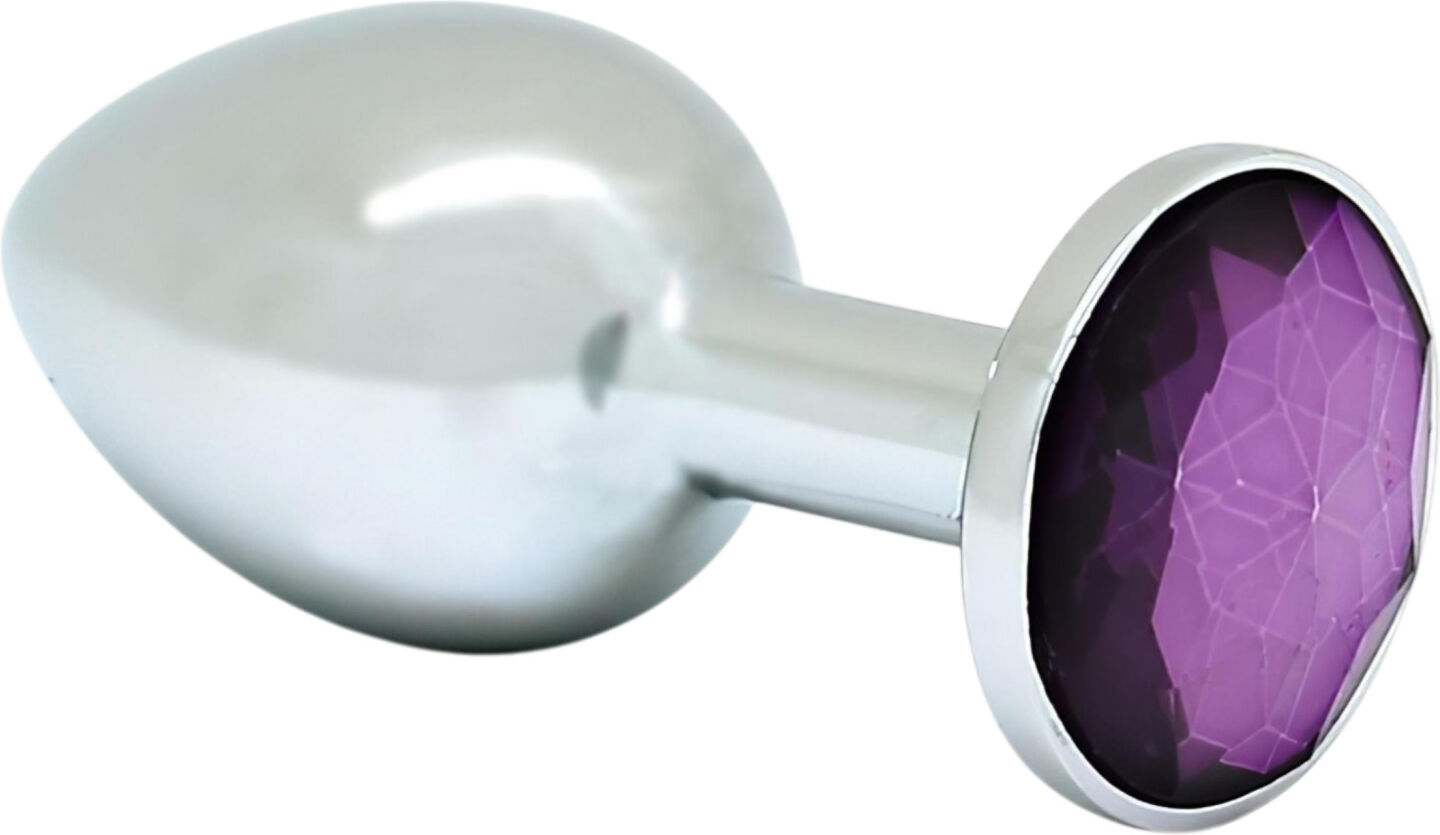 Rimba Xs - Metal Butt Plug Med Lilla Sten (Sølv)
