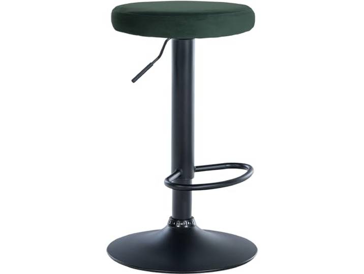 CLP Barhocker Ponte Samt-Bezug I Höhenverstellbarer Stuhl Farbe grün Gestell Farbe schwarz
