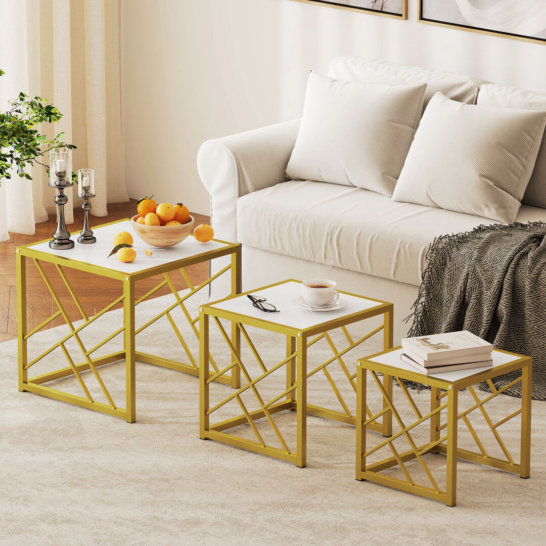 17 Stories Nesting Side Tables White 45cm H X 48cm W X 48cm D