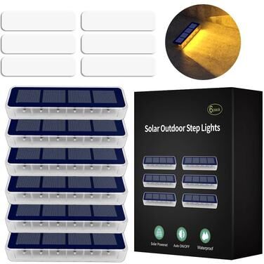 Uplift Picks Solar LED Step Lights Illuminate Stairs Decks Gardens With Waterproof Lens warm (6 Pack)