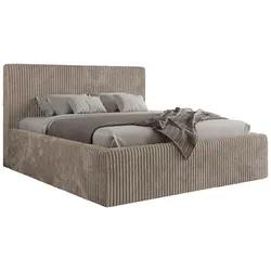 POLSTERBETT TILIANO CLASSIC 160/200 - Hellbraun Cord - Schaum-Matratze