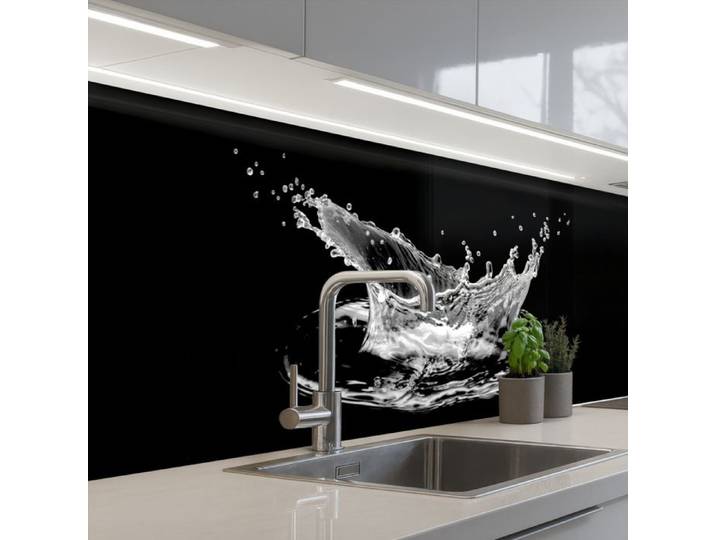 KitchenYeah dosseret de cuisine Eau - Splash - Eau - Noir 200x60cm